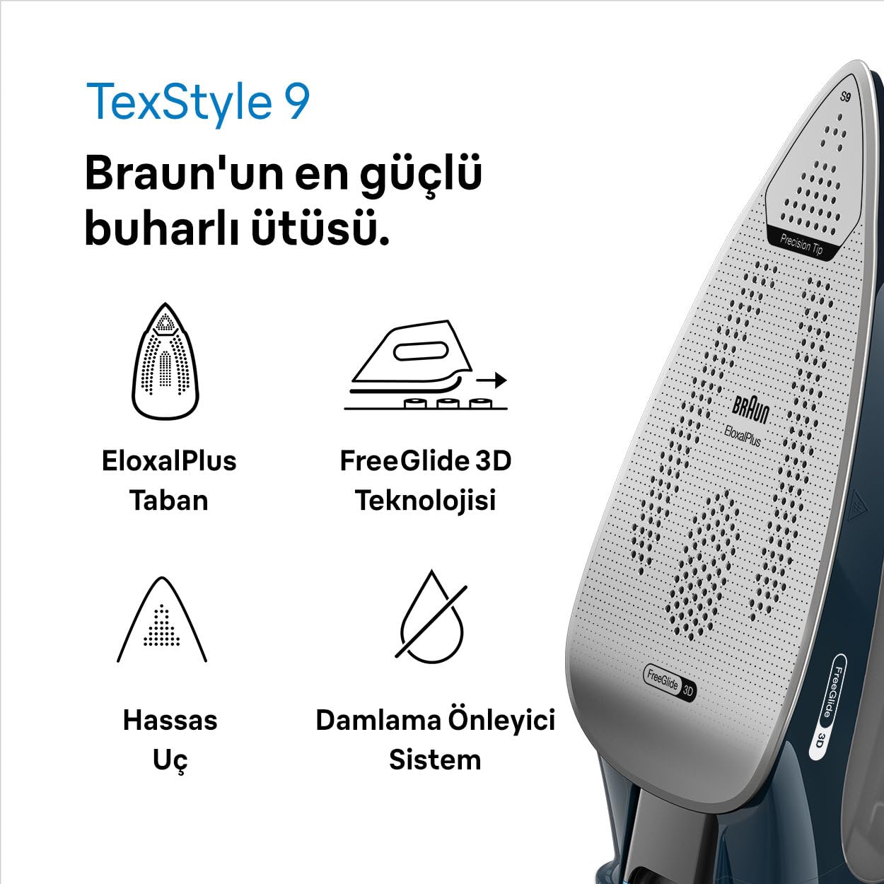 Braun Texstyle 9 Żelazko, Ciemnoniebieski/Czarny, 3200 W