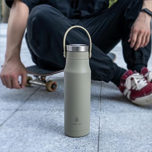 Miniatura 5 de IDEUS Botella de agua aislada, termo de acero inoxidable de 24 onzas con asa para agua fría y caliente, té, bebidas, a prueba de fugas, reutilizable