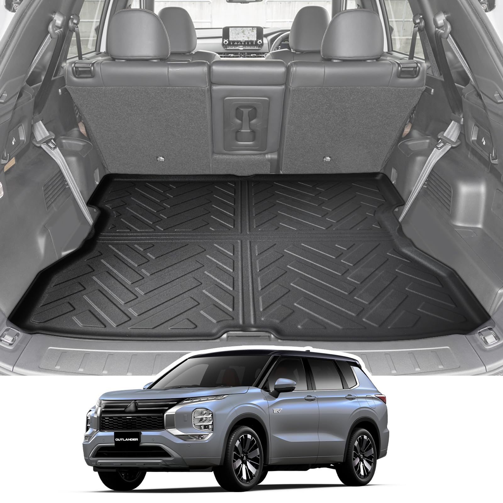 三菱 アウトランダー PHEV GN系 7人乗り専用 ラゲッジマット 3D 防水マット TPE製 滑り止めマット 取り付け簡単 防キズ 防水 防汚 滑り止め アウトランダー 専用 内装 カスタム パーツ
