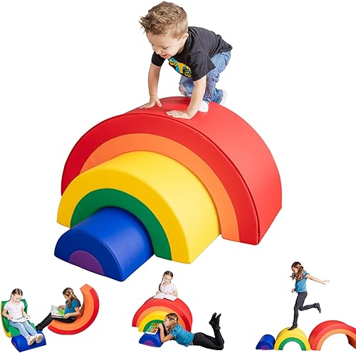 Juguetes de escalada de arco iris para niños pequeños en el interior, juego suave para niños pequeños, gimnasio interior para preescolares,