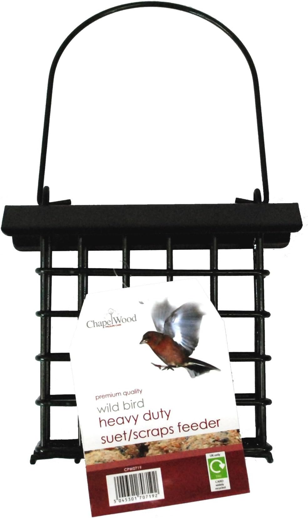 ChapelWood Wildlife Care Premium Quality Wild Bird Heavy Duty Suet/Scraps Feeder Hanging Bird Feeder with Steel Protective Cover