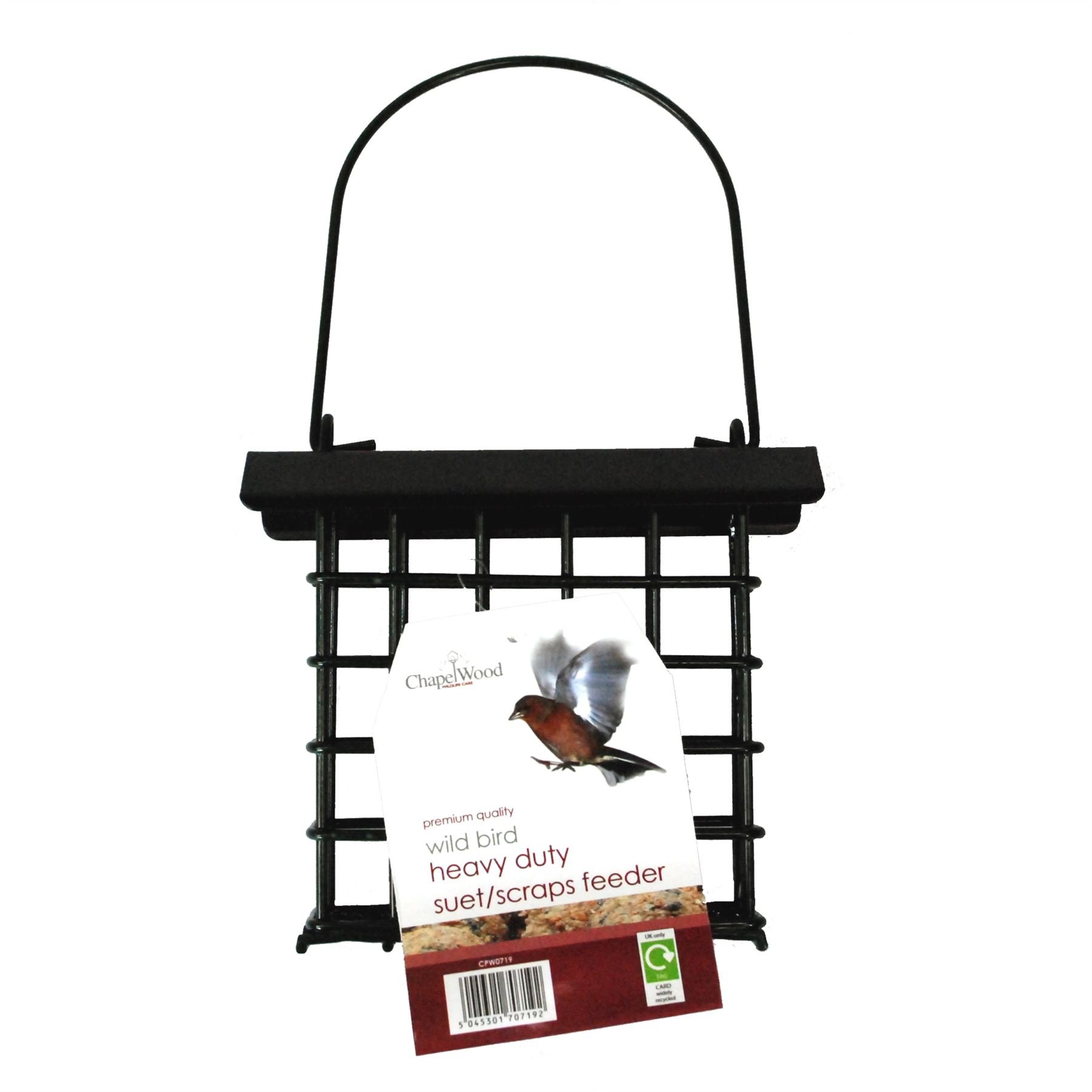 ChapelWood Wildlife Care Premium Quality Wild Bird Heavy Duty Suet/Scraps Feeder Hanging Bird Feeder with Steel Protective Cover