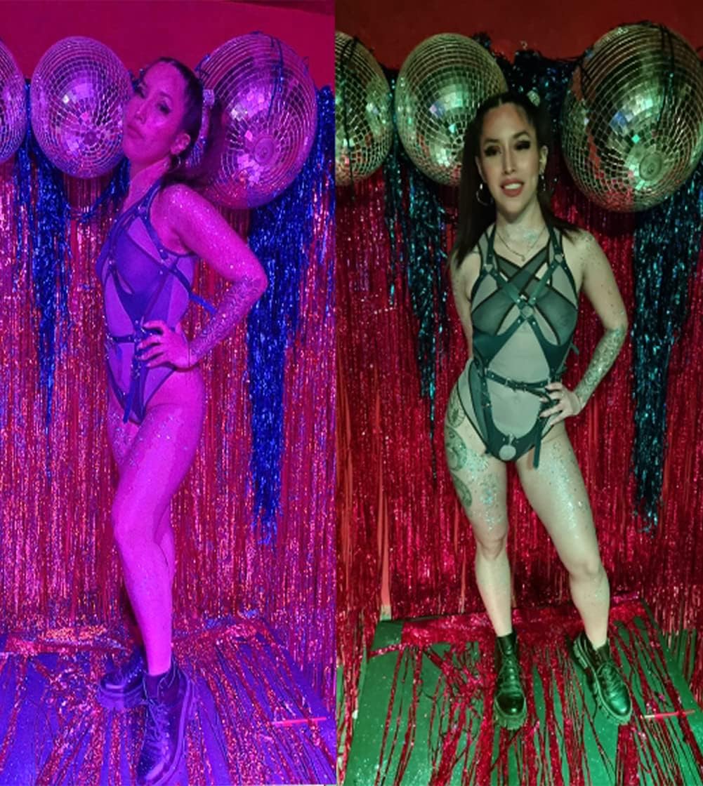 Women’s Sexy See Through Mesh Bodysuit Hollow Out Sleeveless Criss Cross Bodycon Short Mini Leotard Top for Rave Festival - Image 8