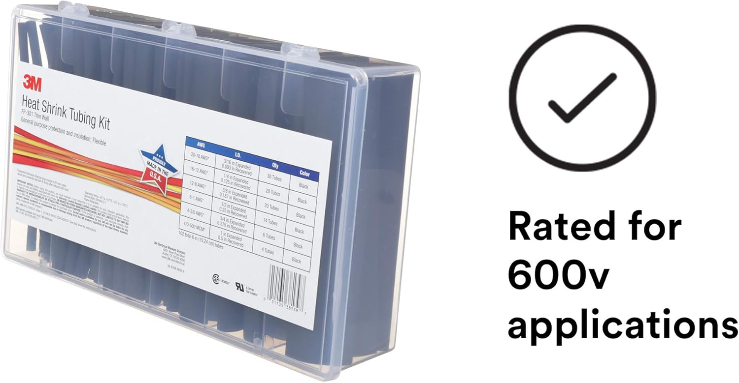 Buy 3m Heat Shrink Tubing Fp 301 Black Assorted Black Kit 1 Kit With 102 Tubes Online In Vietnam B000b5re12