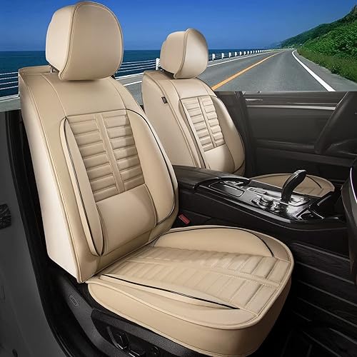 Miniatura 8 de Fundas de asiento para Nissan Versa 2009-2024, funda de asiento de piel sintética de 2 filas y 5 asientos, juego completo de protectores de cojín de