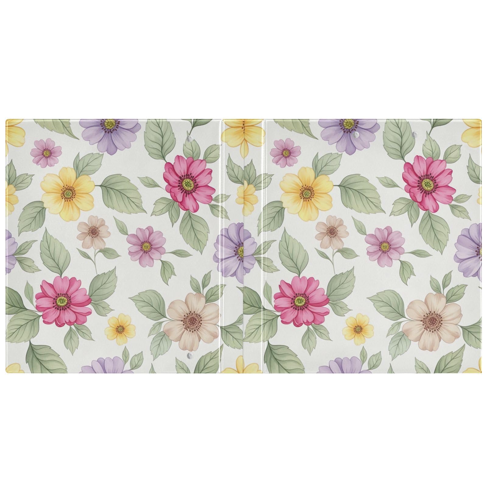 Raccoglitore a 3 anelli, motivo floreale, rosa, viola, con tasche, confezione da 2