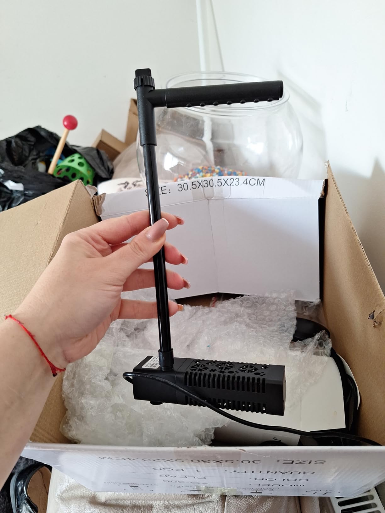 12L Desktop Betta Fish Bowl Kit, Plastic Aquarium with Air Pump & Light