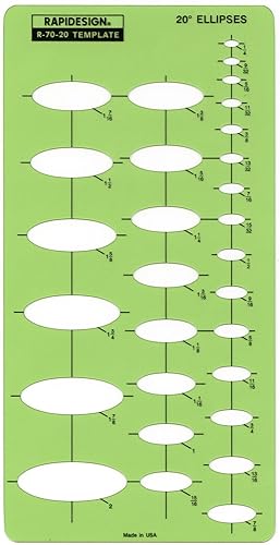 Rapidesign Plantilla de elipse de 20 grados, 1 cada uno (R70-20)