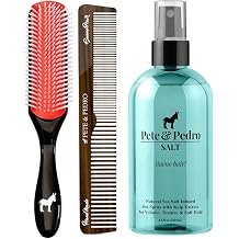 Pete & Pedro Classic Hair Brush & Comb Set & Sea SALT Spray 8.5 oz. Volume Boost, Texture Enhancement, Light Hold, Precision Grooming Tools for Thin, Medium, and Long Hair, Ideal for Daily Use