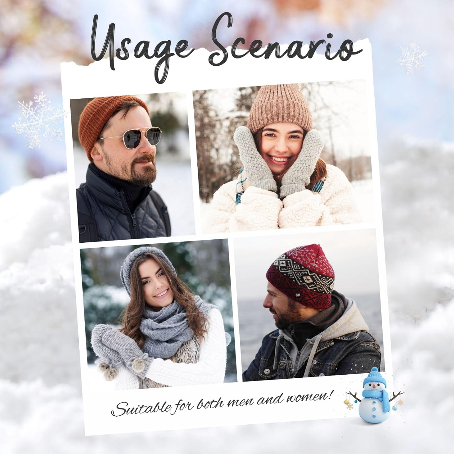 Womens Pompom Beanie Hat Knit Winter Hat with Warm Fleece Lined - Image 8