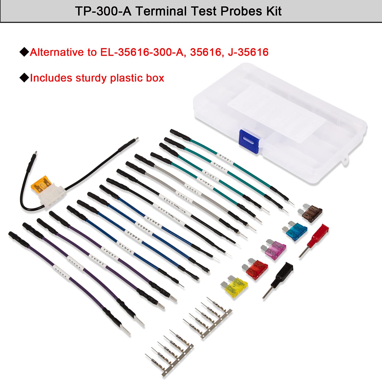 J-35616 TP-300-A Terminal Test Probes Kit Compatible Suitable for GM Vehicles, Alternative to EL-35616-300-A, 35616, J-35616, 26 PCS with Storage Box