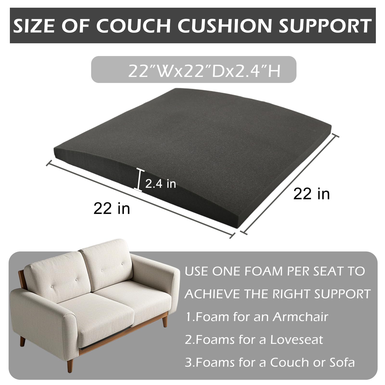 Couch Cushion Rounuo Support For Sagging Seat, Arched Furniture