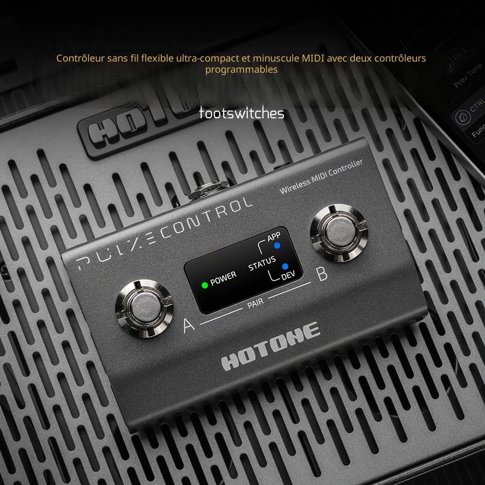 HOTONE BT MIDI Pédale de Contrôle au Pied 2 Boutons Sans Fil Pulze Control