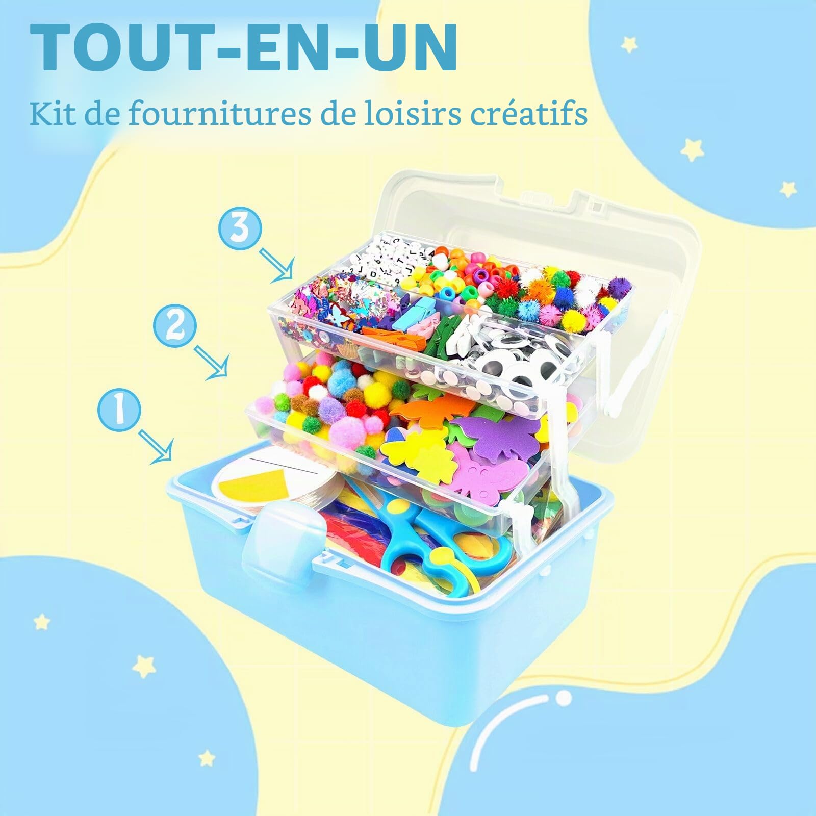 ZEIZHUBN Kit Bricolage Enfants 3000 Pièces Activité Manuelle Enfant Tout-en-Un Kits de Loisirs Créatifs avec Pipe Cleaners DIY Loisirs Creatifs Cadeaux Filles et Garçons 4-8, 8-12 Ans