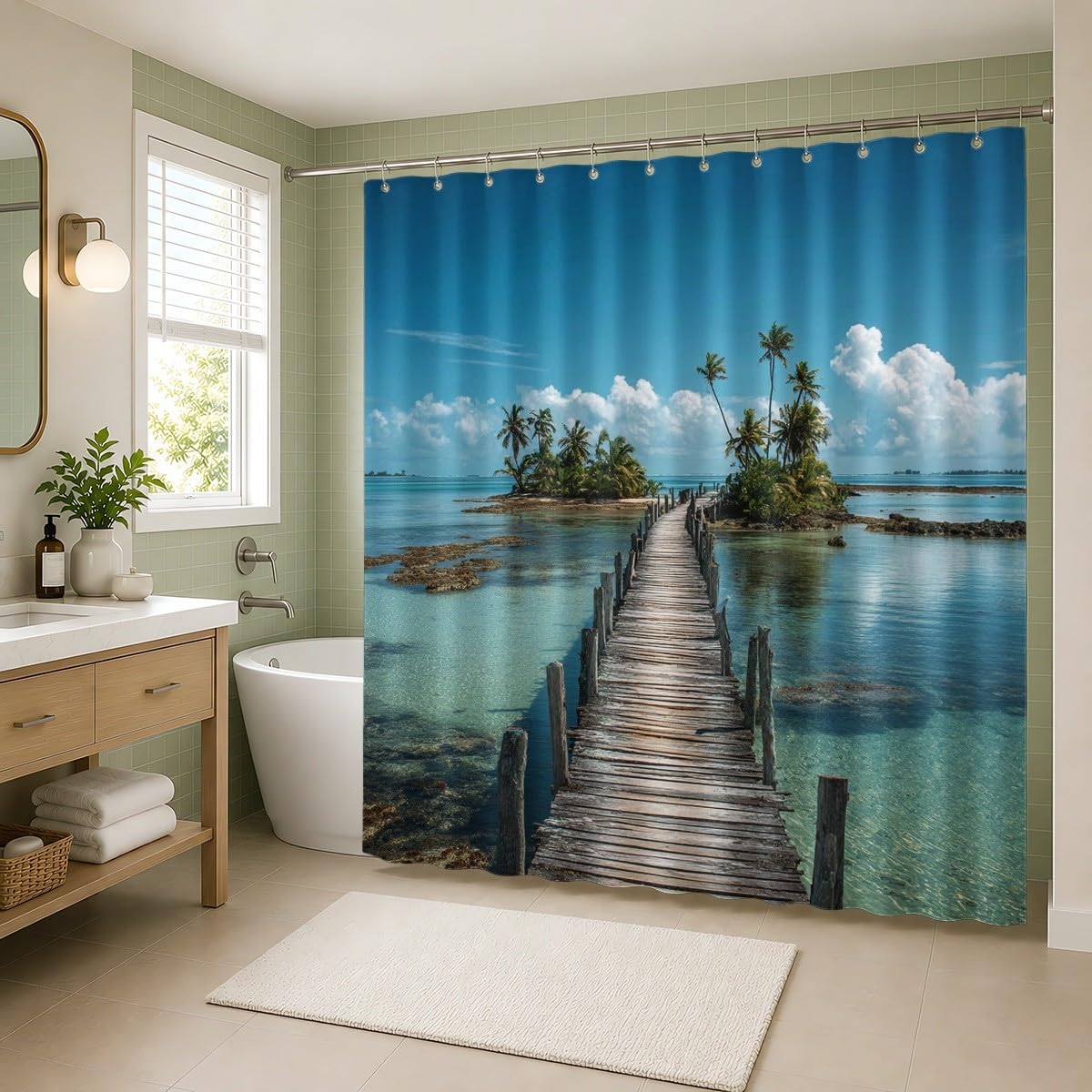 Generico Blu Tenda Doccia 240x200 cm Asciugatura Rapida, Facile da Pulire