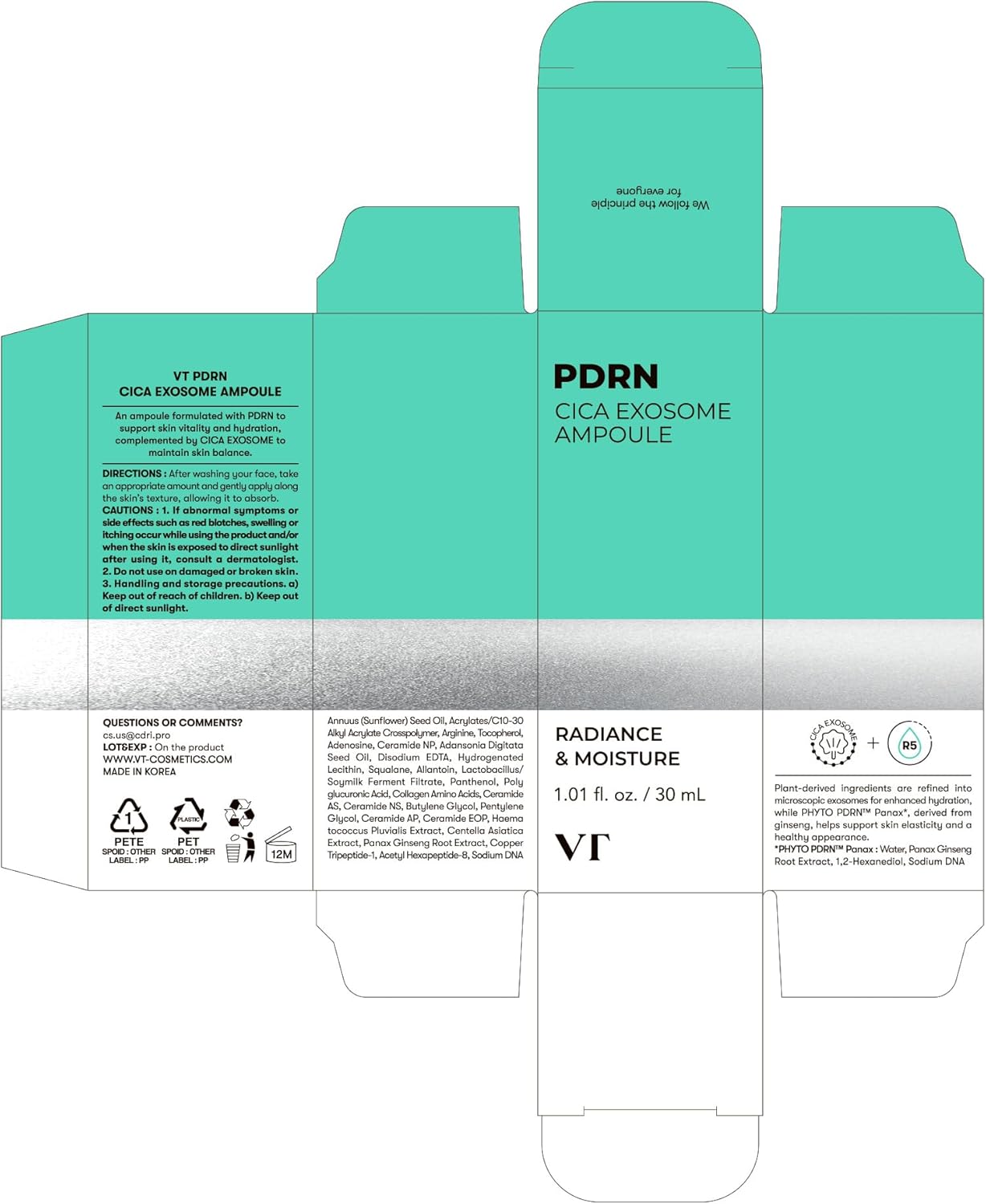 Envase y diseño del sérum anti-edad VT COSMETICS