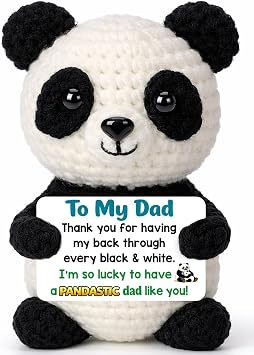 Dad Gifts for Fathers Day - Funny Gag Fathers Day Crochet Panda Gift for Father Birthday from Daughter Son, Unique Cute Christmas Stocking Stuffers for Papa Daddy, Best Dad Ever Gifts