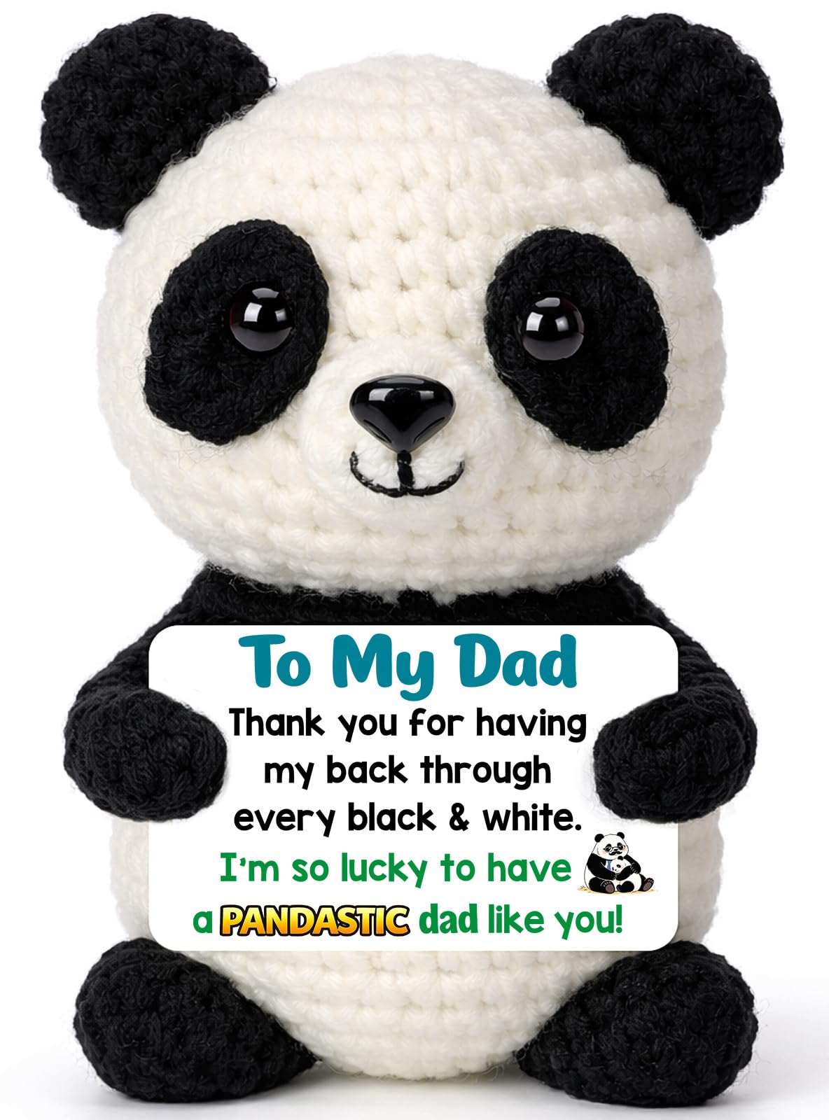 Divertido regalo de panda de ganchillo para el Día del Padre y cumpleaños de papá 8