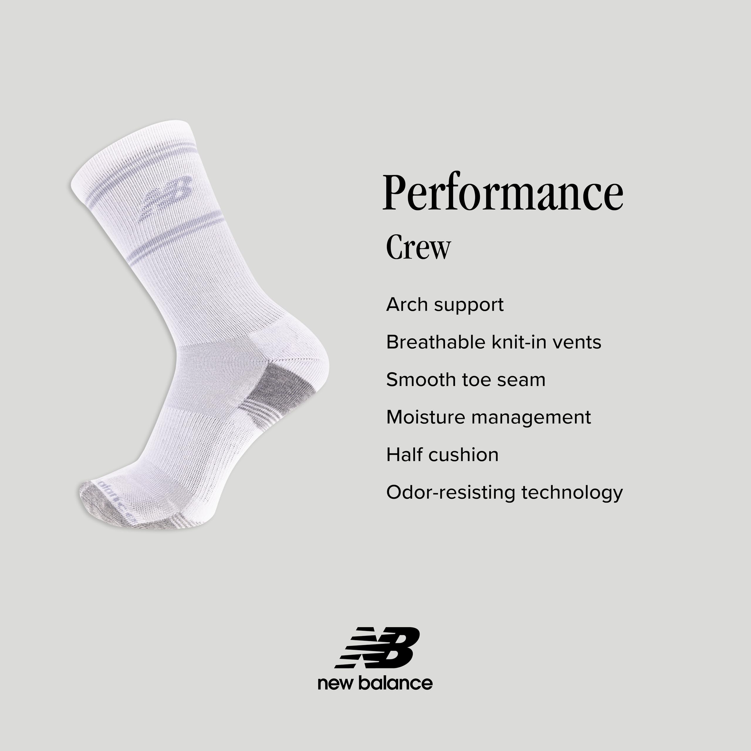 New Balance Calzini corti imbottiti unisex per adulti da 6 e 12 paia, traspiranti