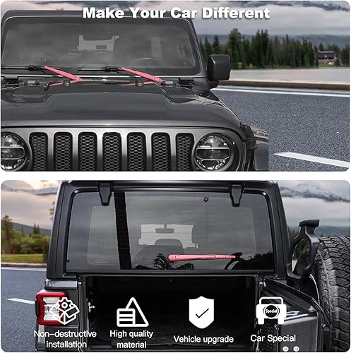 Miniatura 6 de Juego de limpiaparabrisas delantero, trasero y delantero, accesorios de decoración exterior para Jeep Wrangler JL JLU y Gladiator JT 2018-2022 (rosa)