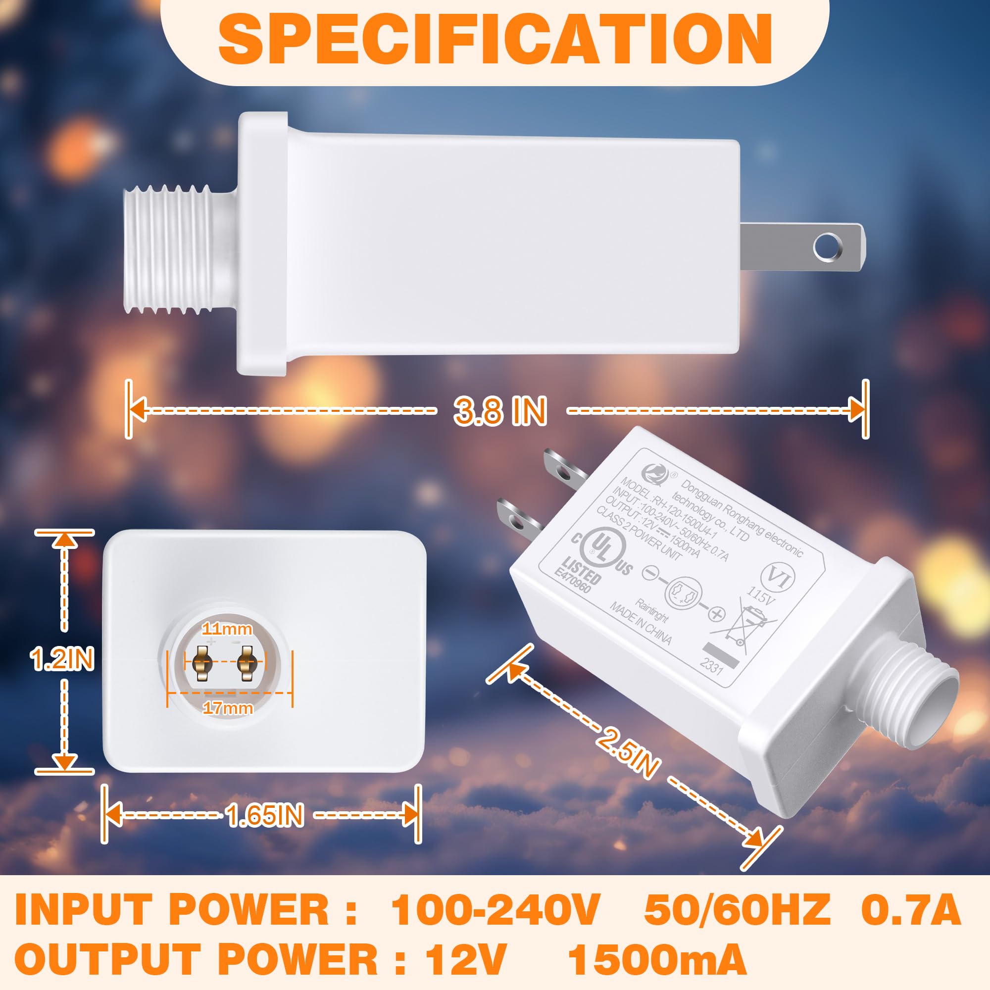 4 Pack Replacement Yard Inflatable Adapter, 12V 15A