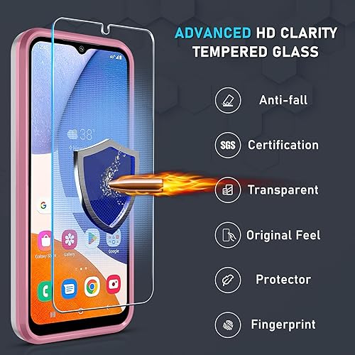 Miniatura 99 de Janmitta Funda compatible con Samsung Galaxy A14 5G con protector de pantalla + protector de lente de cámara, funda resistente de cuerpo completo