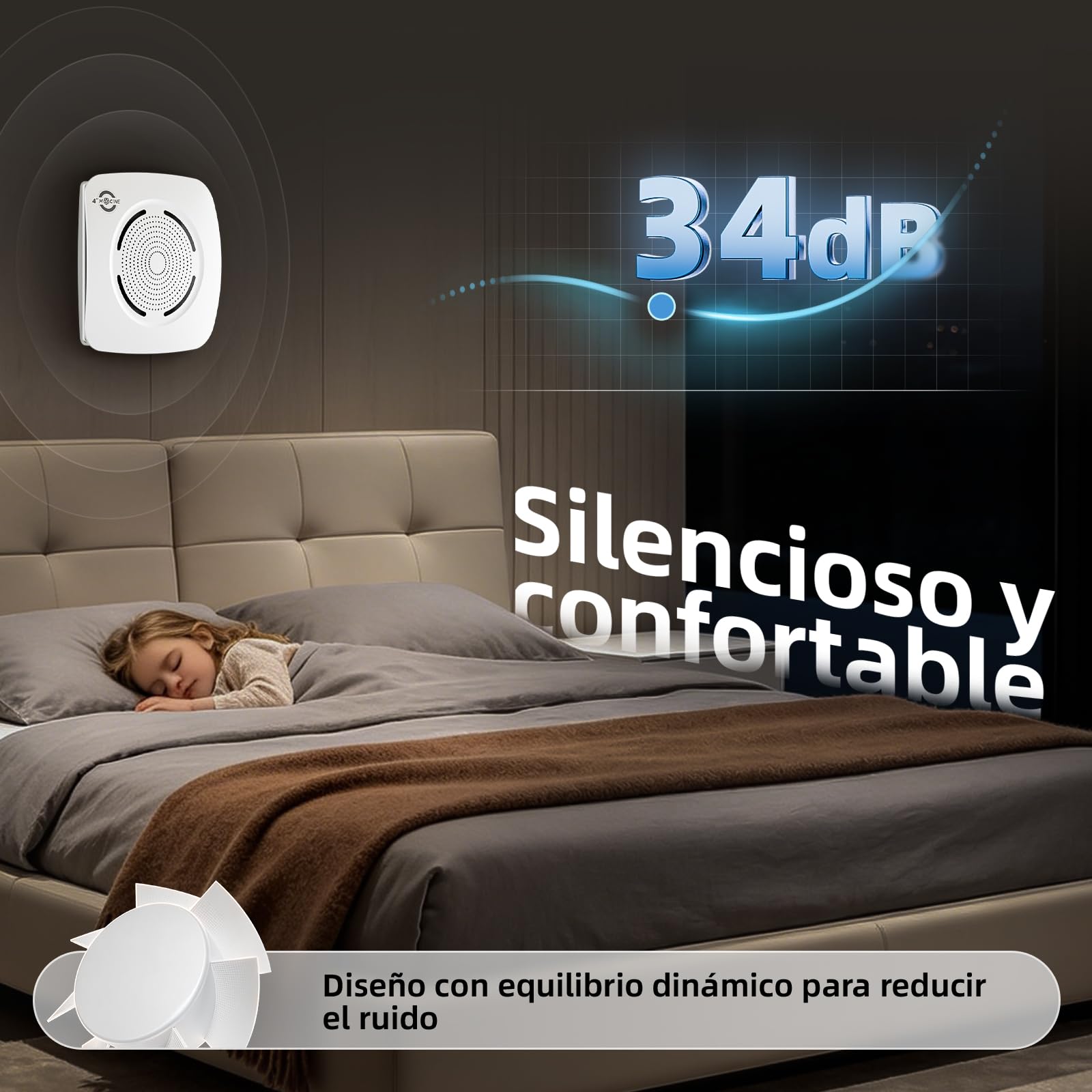 MOCINE Extractor de Baño 100 mm, Caudal de Aire 130 m³/h, Blanco | 50 % PC+ABS · Doble rodamiento de bolas · Protección contra sobrecalentamiento · Más de 30000horas de vida útil