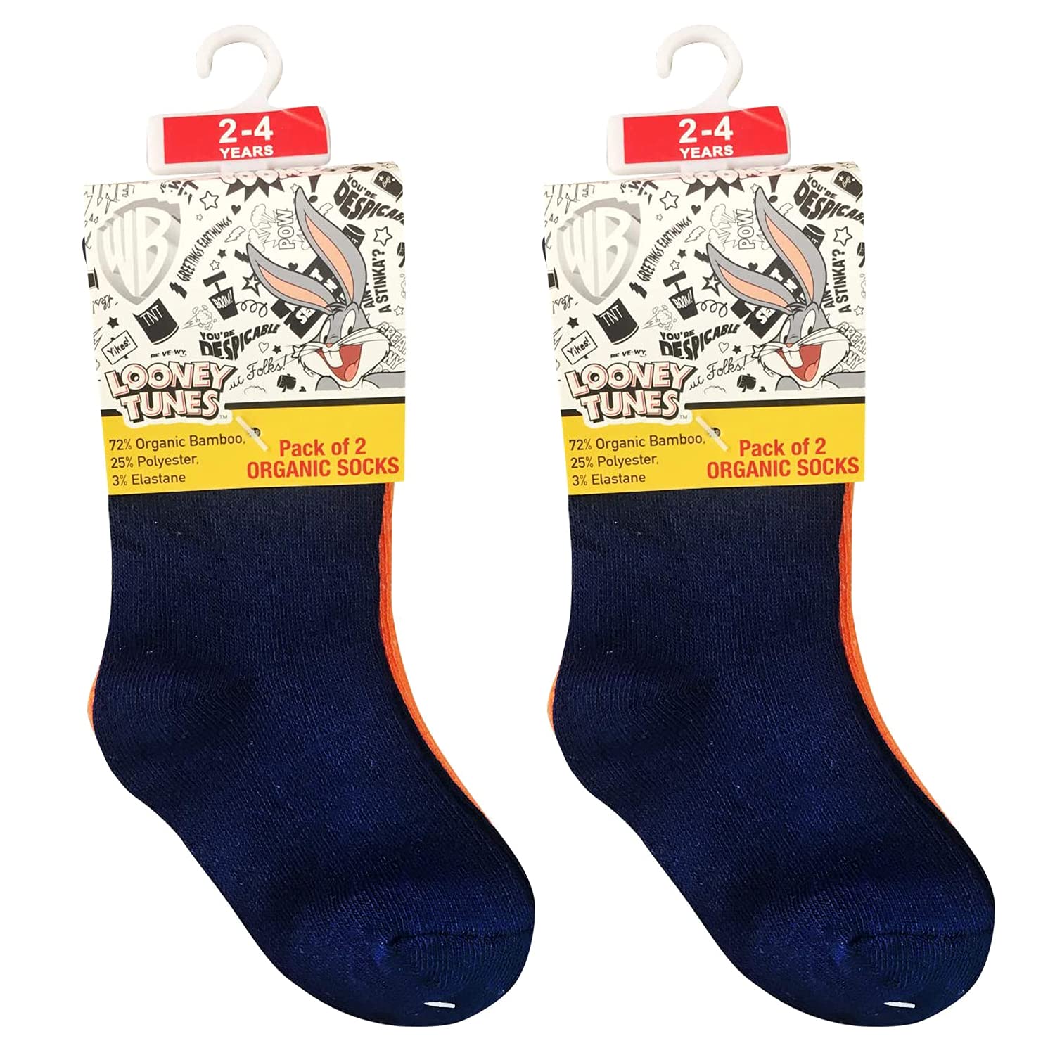 Warner Bros Bugs Bunny Sock, Solid, 2 - 4 Years, Set of