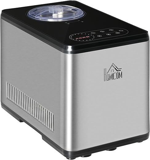 HOMCOM Gelatiera da 1.5L con Compressore in Acciaio Inox, 140W, Macchina per...
