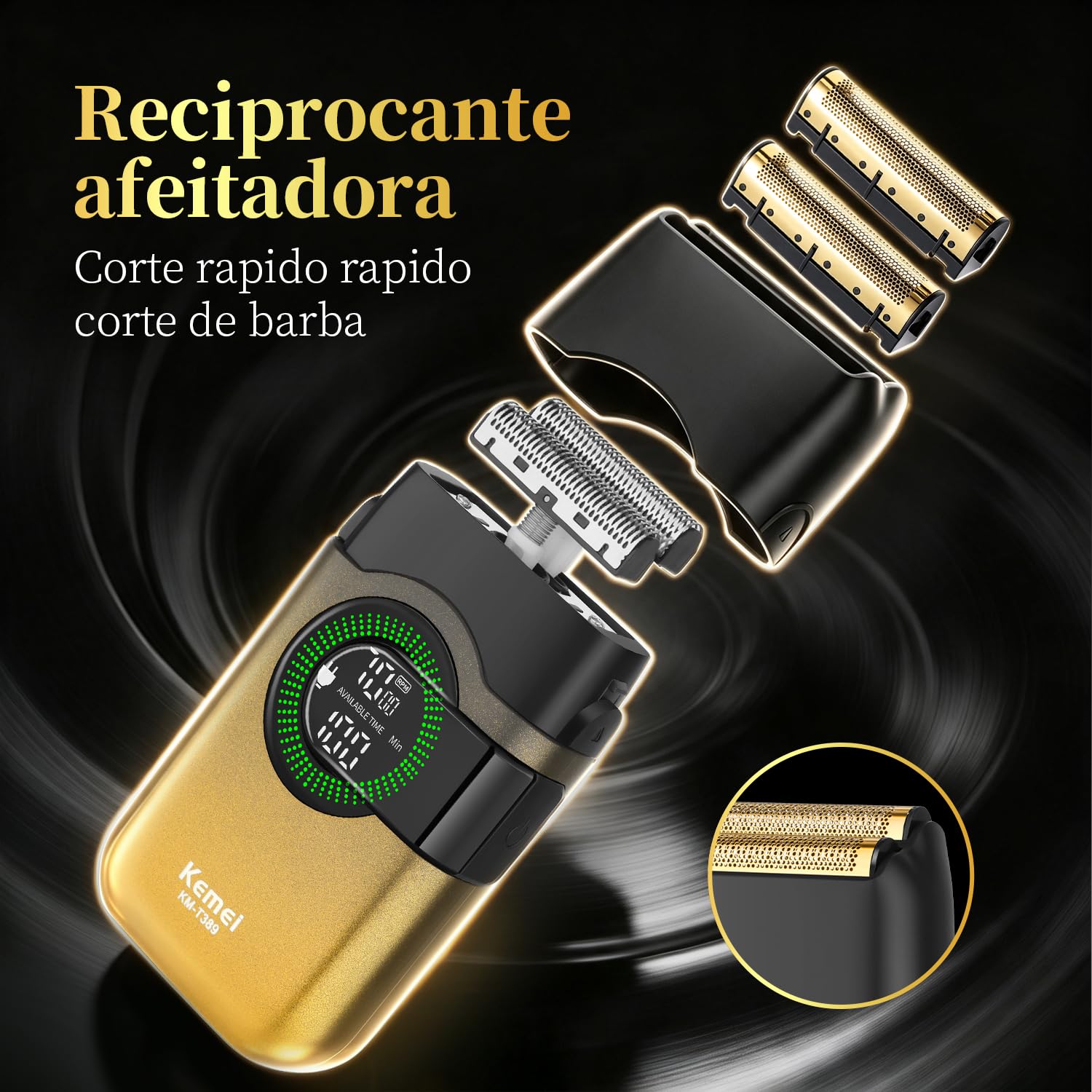KEMEI Afeitadoras eléctricas de papel de aluminio para hombres, maquinilla de afeitar de doble lámina con cuchillas flotantes, afeitadora inalámbrica para barba que se desvanece la piel, recargable