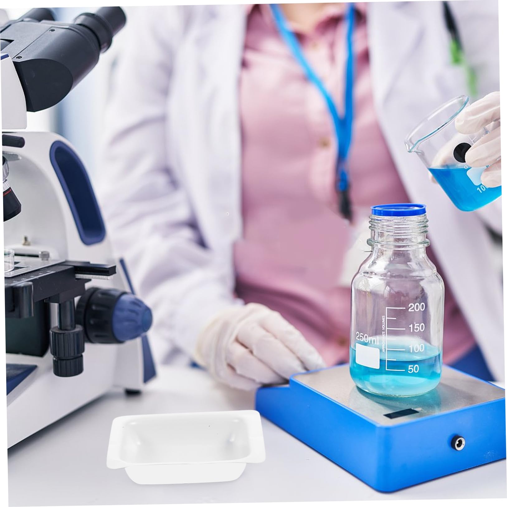 CIYODO 100pcs Weighing Dish Measuring Weigh Boats Weighing Tray Chemistry Weigh Boats Weighing Pans Scale Tray Lab Dish Dry Powder Containers Surface Plate Weighing Plate White Plastic