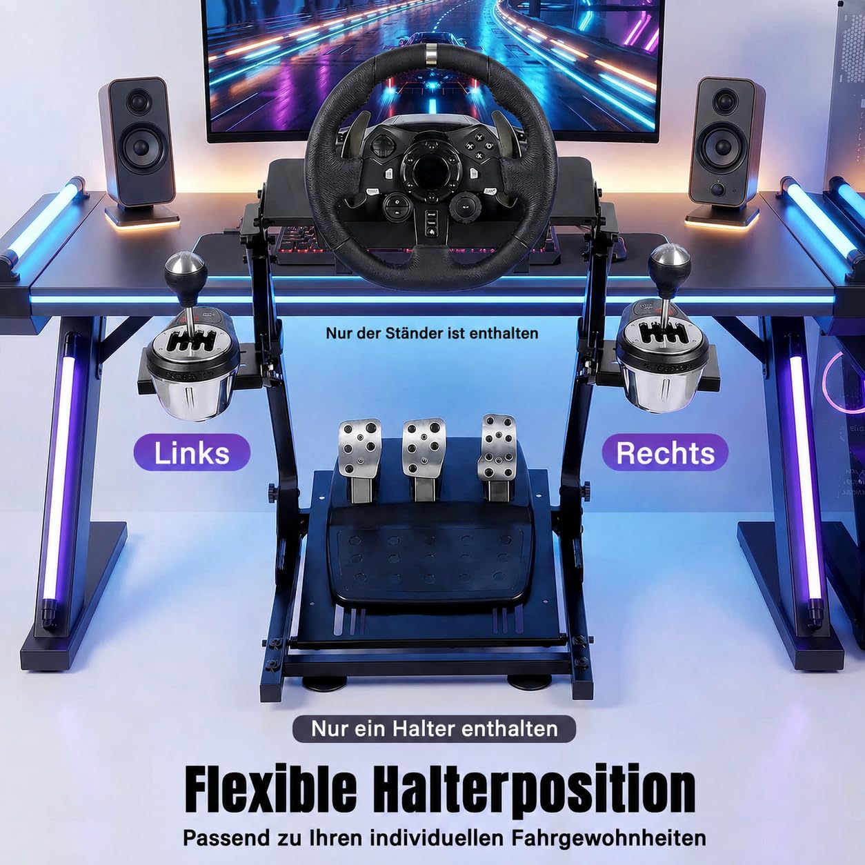 Racing Wheel Stand Lenkradständer, Lenkrad Gaming Wheel, Faltbar Spielsitz Rennsitz Racing Sitz, Höhenverstellbar (56–78 cm), Kompatibel mit den Meisten Lenkrädern, Es ist Geeignet für Spielräume