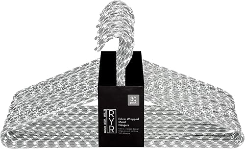 Miniatura 6 de Rethink Your Room Paquete de 30 perchas de metal envueltas en tela, solución duradera y elegante, artículos esenciales para el hogar, tacto suave
