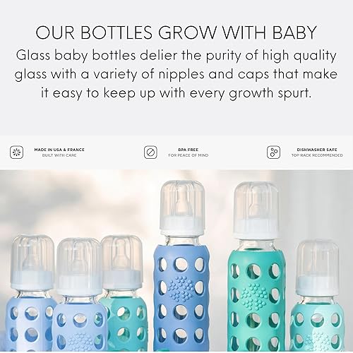 Miniatura 5 de Lifefactory Biberón de vidrio con funda de silicona de 9 onzas, paquete de 2 - Arándano