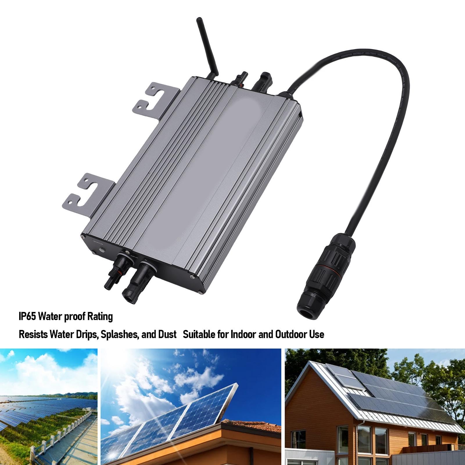 Solar Grid Tie Wechselrichter 1000W mit WiFi, DC 20V auf 60V PV Module oder DC 36V/48V Batterie Eingang MPPT Mikro Wechselrichter, AC 180V auf 265V Ausgang IP65 Wasserdicht App Überwachung