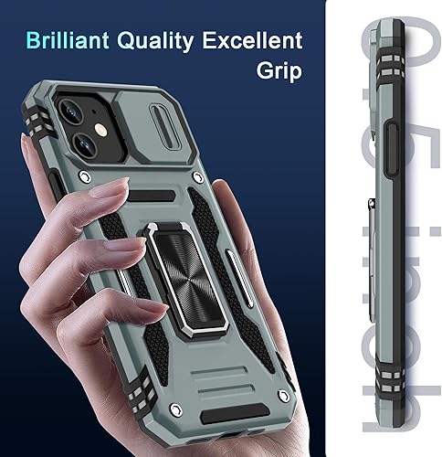 Miniatura 7 de DEERLAMN Funda para iPhone 11 con cubierta deslizante para cámara + protector de pantalla (2 unidades), soporte de anillo giratorio de grado militar