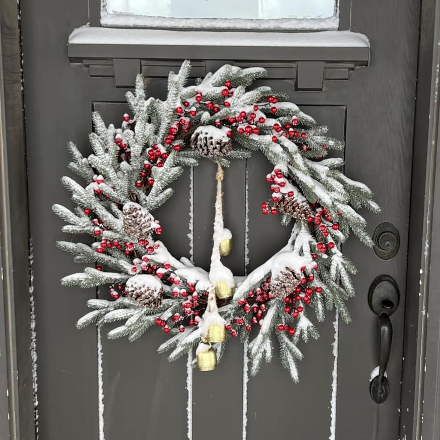 Handmade Iron Brass Finish Bell 4 Brass Cow Bells on Rope for Christmas Door Knob, Rustic Vintage Lucky Cow Bells for Mom Gift, Garden Home Yard Hanging Decor,Gold. - Image 4