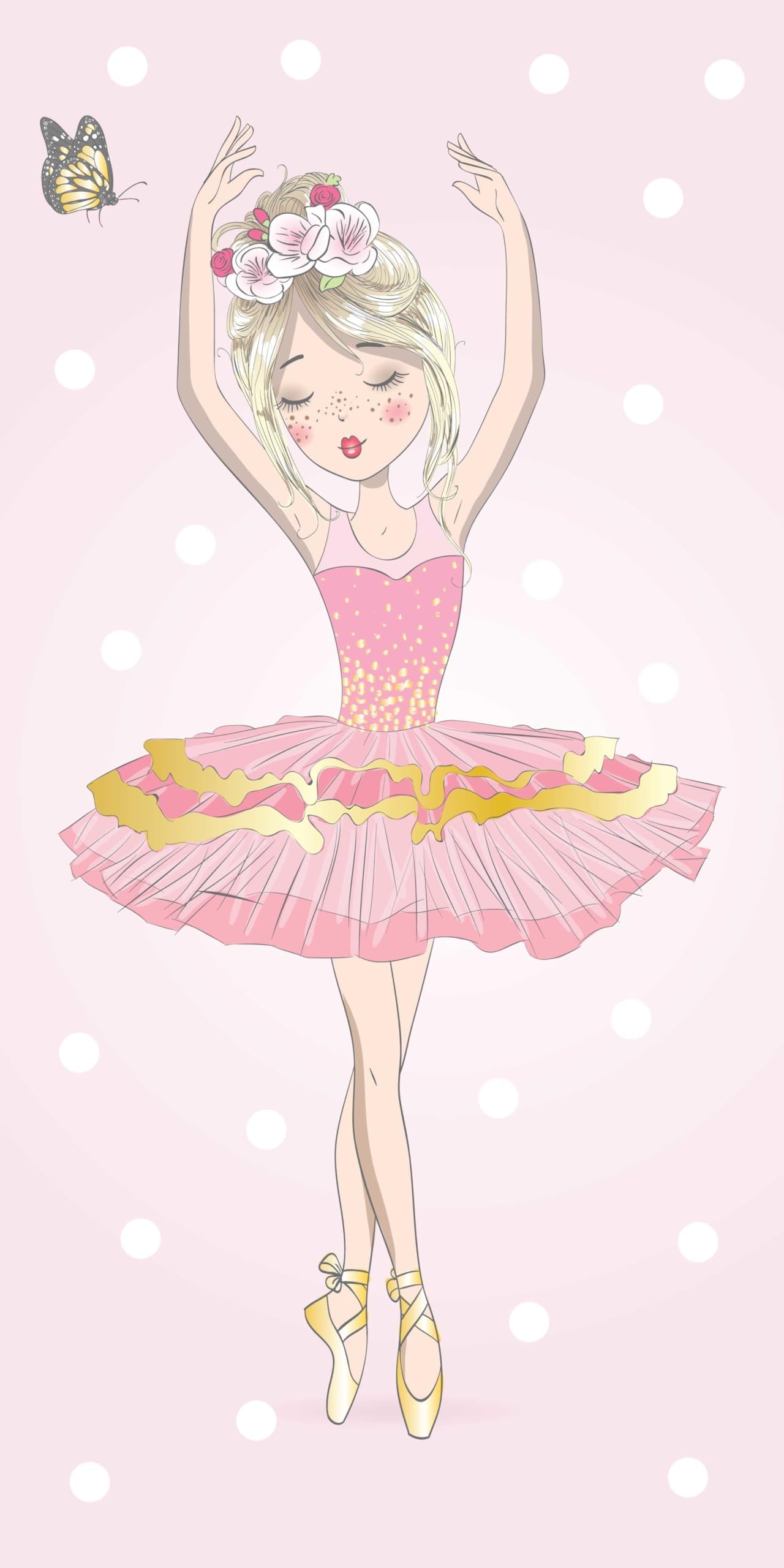 Jerry Fabrics Pink Ac-Déco Cotton Ballerina Beach Towel - 70 X 140 Cm, 22Tw231