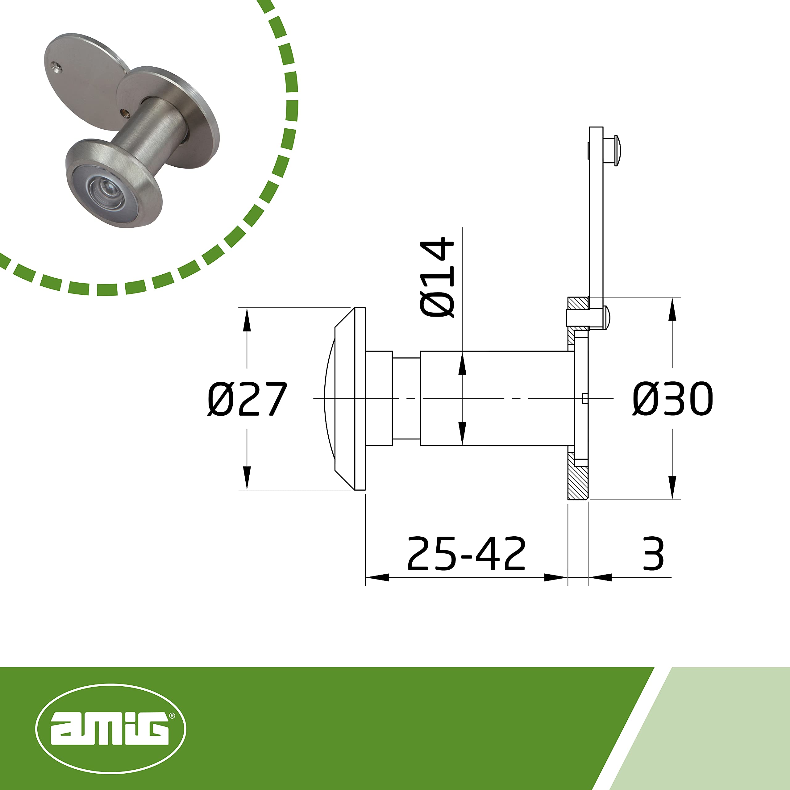 Amig - Modell 30 Türspion aus Legierter Stahl