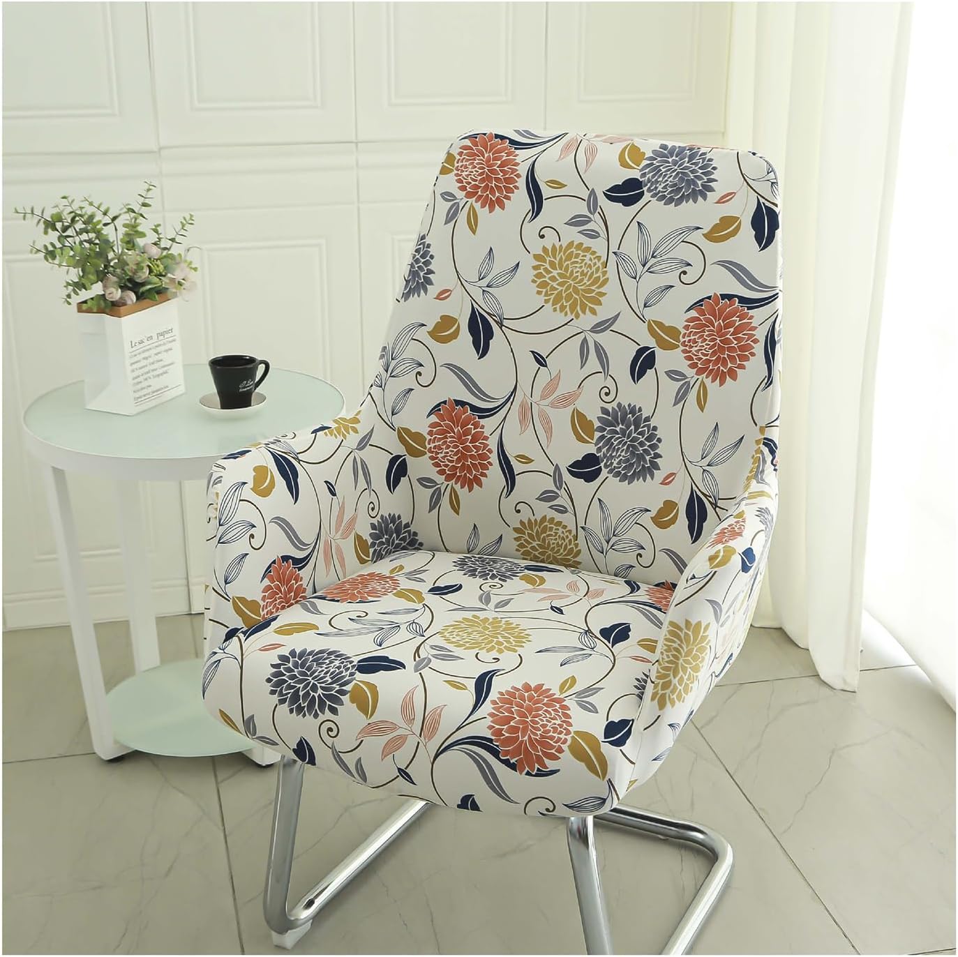 Set of 4/2 Curved Back Chair Slipcover Stretch Chair Covers for Dining Room Modern Arc Shaped Armrest Counter Height Bar Stools Covers for Kitchen Party Banquet Decor,A,4PCS