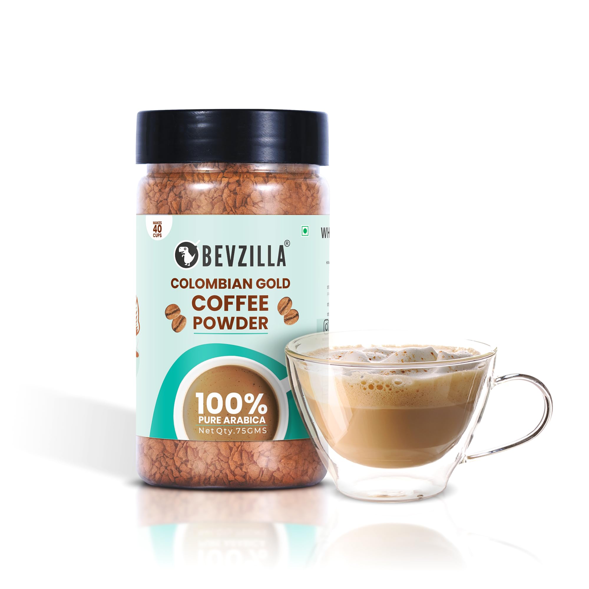 Bevzilla Instant Coffee Powder (Colombian Gold) - 75 Grams | 100 % Premium Arabica Beans | Hot & Cold Coffee | Makes 40 Cups | Strong Coffee | Flavoured Coffee| Best Coffee| Premium Coffee| Dark Roast| Instant Coffee (B09XBJXZPD) Amazon Price History, Amazon Price Tracker
