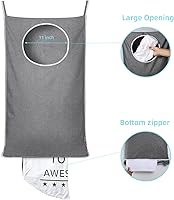 Vista 5 de KEEPJOY Paquete de 2 bolsas de lavandería colgantes que ahorran espacio, cestas de lavandería para puerta con 2 tipos diferentes de ganchos, bolsa