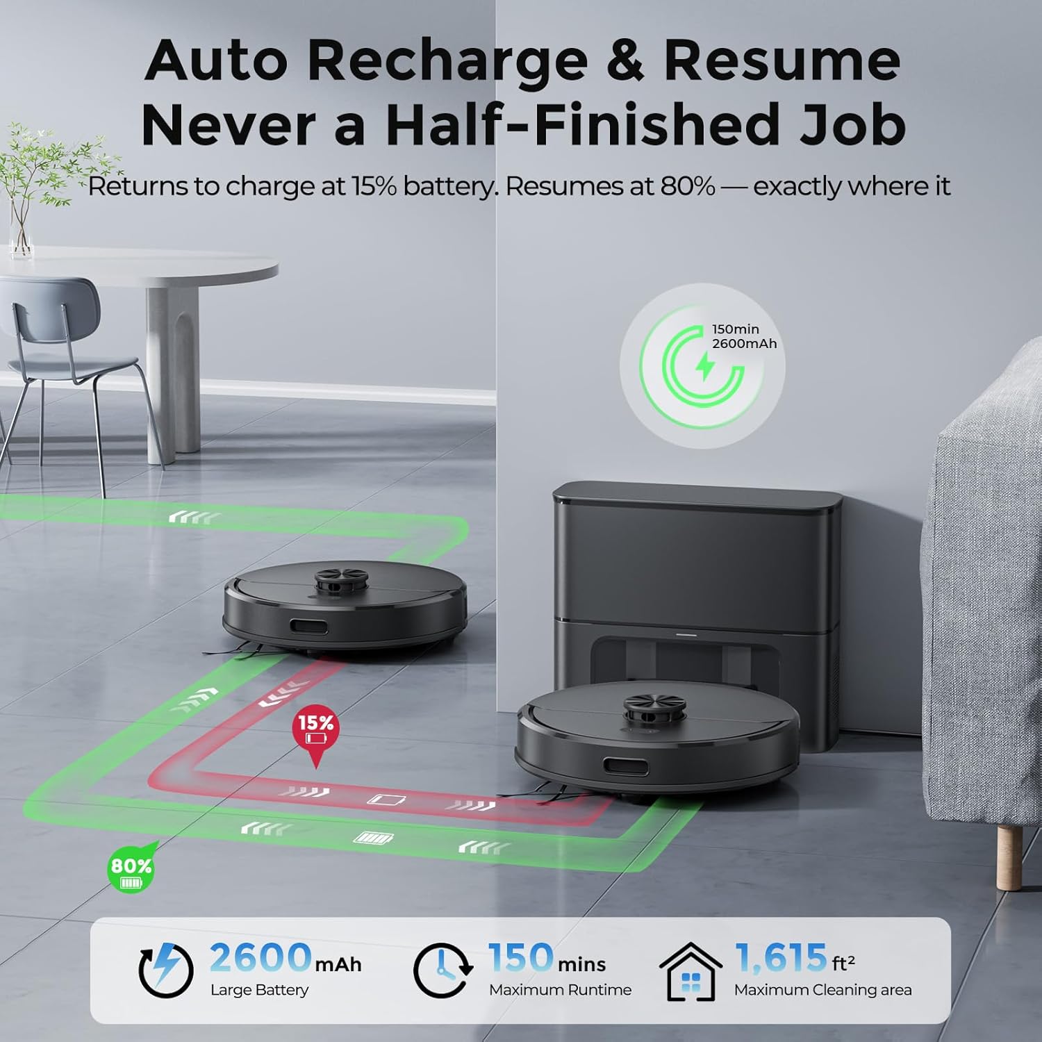 Kilgone Robot Vacuum and Mop Self-Emptying, 6000Pa No-Tangle Suction, LiDAR Multi-Floor Mapping, 90-Day Hands-Free, App, Alexa & Google Assistant for Pet Hair, Carpet & Hard Floor