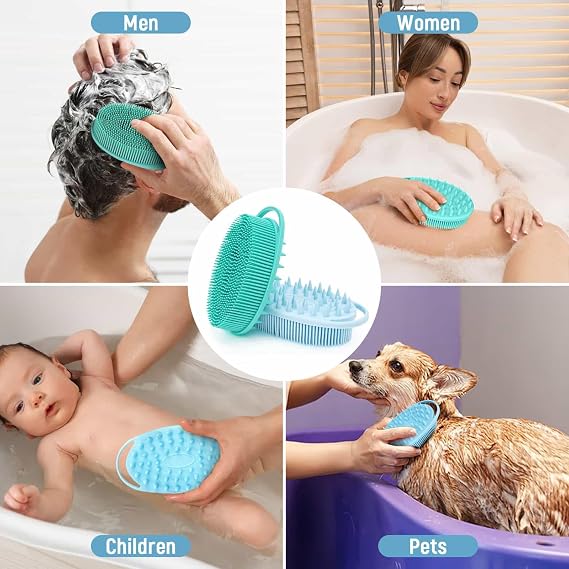 2PCS Silicone Body Scrubber, Blue & Green