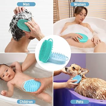 2PCS Silicone Body Scrubber, Blue & Green