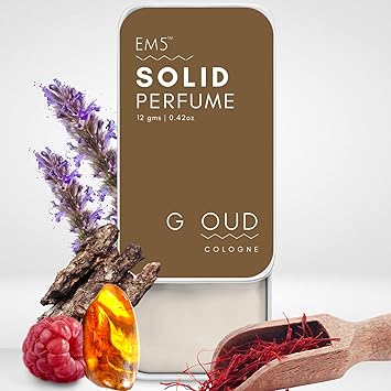 EM5? G Oud | Solid Perfume for Men & Women | Alcohol Free | Strong and lasting fragrance | With the Goodness of Beeswax + Shea Butter | Pocket Size | Gift for Him/Her (G Oud)