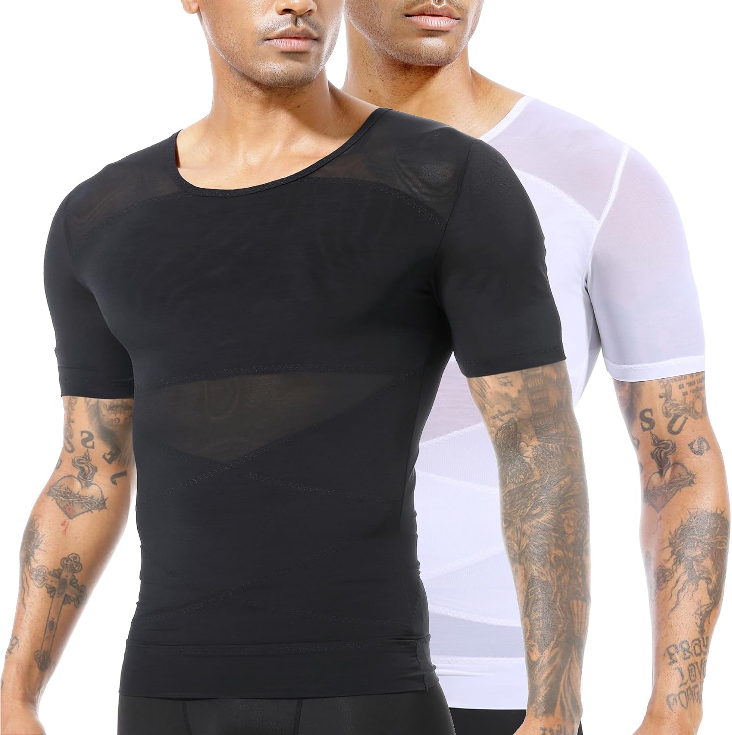 Mens Gynecomastia Compression Shirt Shapewear Slimming Body Shaper Tummy Control Short Sleeve Undershirt Abdomen Tank