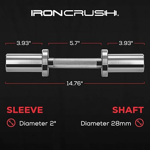 Miniatura 6 de Iron Crush Olympic Dumbbell Handle - Loadable Bar with 1.2mm Medium Knurling - Heavy-Duty Alloy Steel with Chrome