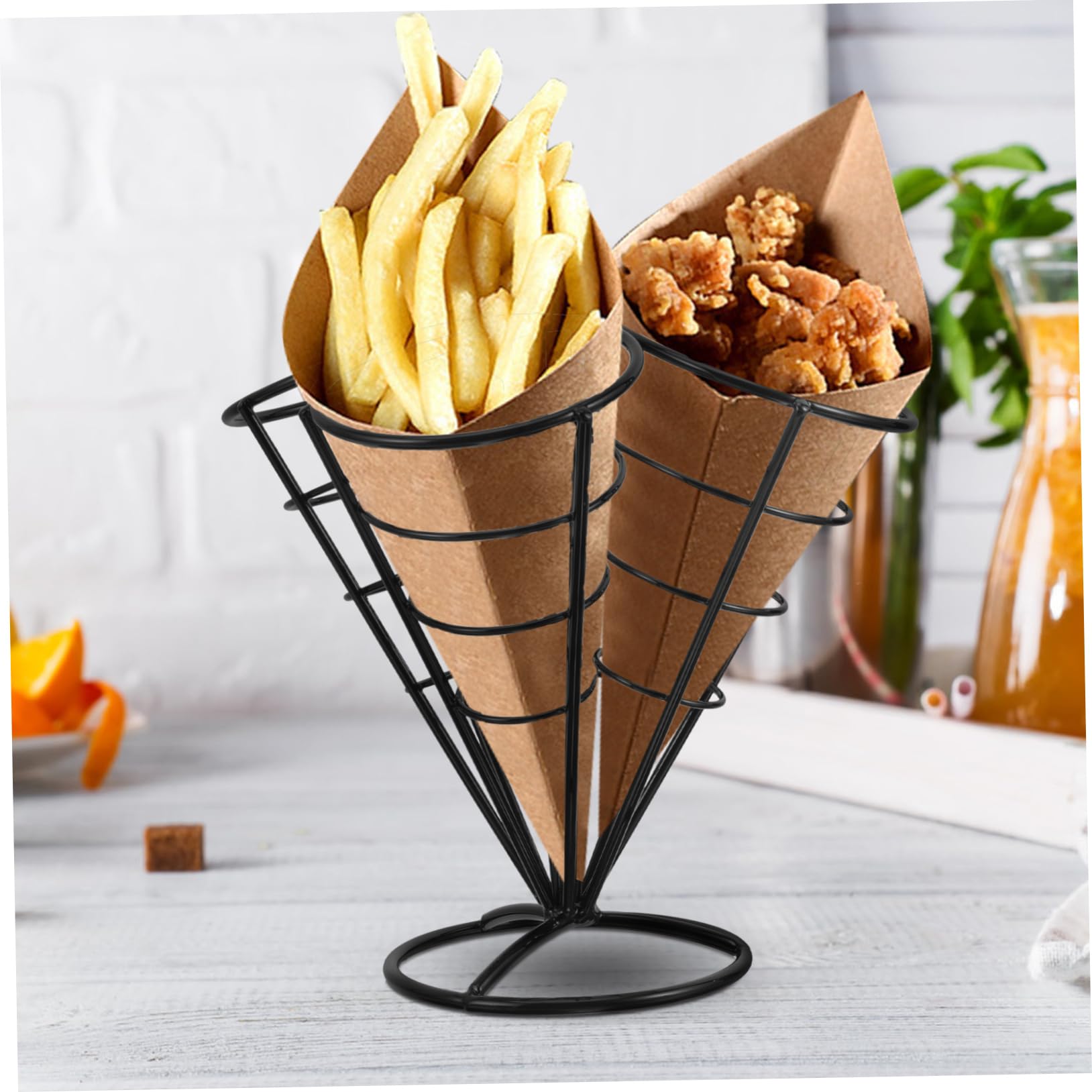 4fori Porta Snack in Filo Metallico Cestino per Patatine in Acciaio Inossidabile Porta-antipasti per Feste e Occasioni Domestiche per Esporre Snack e Cibi Croccanti