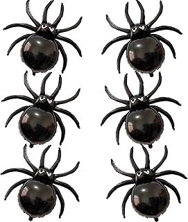 6 Pcs Halloween Black Spider Balloons,3D Realistic Giant Banner Backdrop Curtain for Birthday Happy Halloween Day of Dead Home Party Decorations